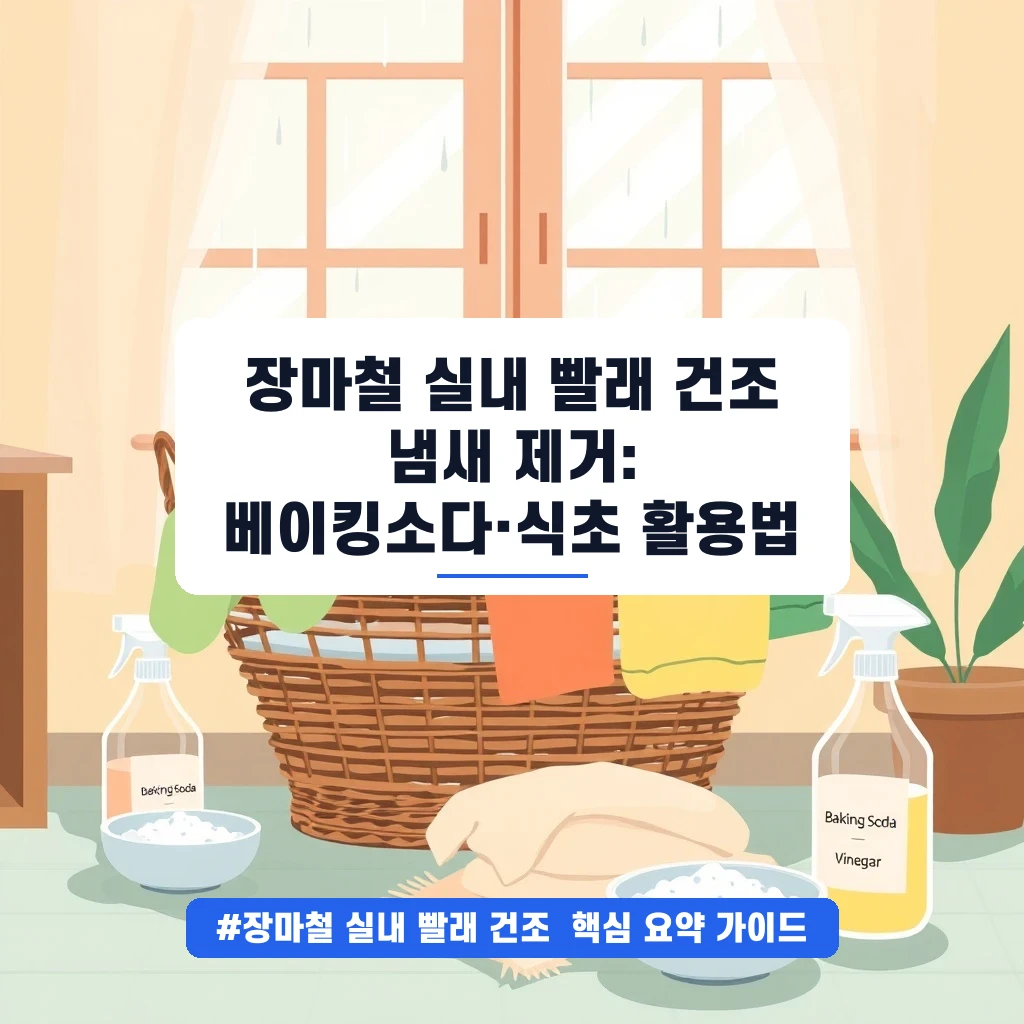 장마철 빨래 쉰내 제거 방법: 베이킹소다와 식초를 활용한 실내 건조 팁 안내