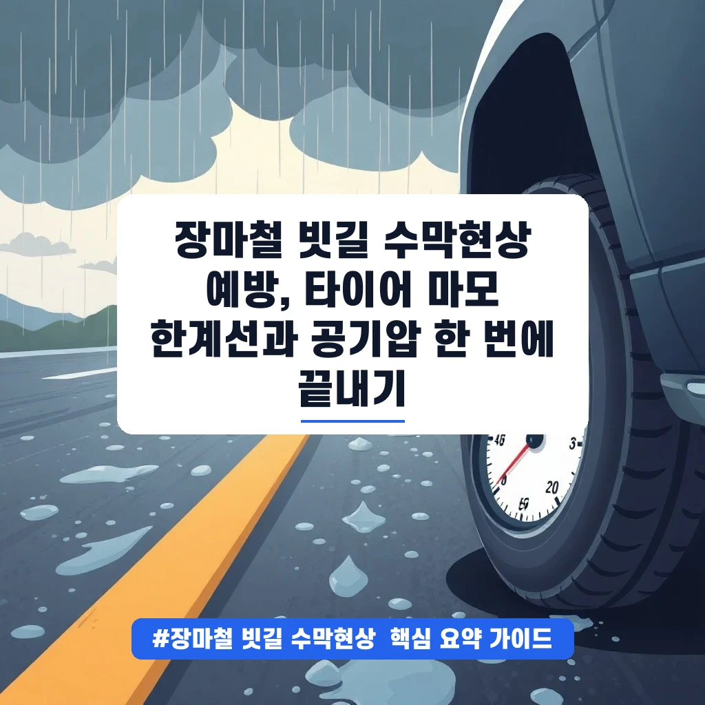 장마철 빗길 수막현상 예방, 타이어 마모 한계선과 공기압 한 번에 끝내기 안내