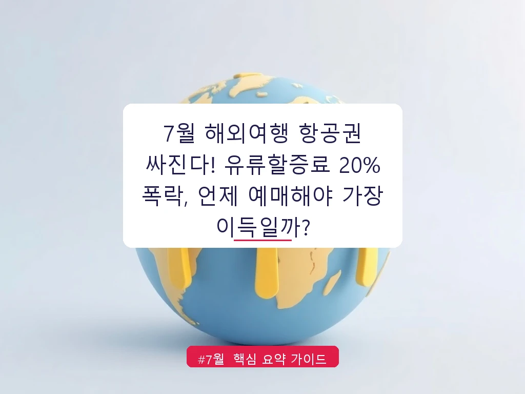 7월 해외여행 항공권 싸진다! 유류할증료 20% 폭락, 언제 예매해야 가장 이득일까? 안내 가이드 (클릭 시 원문 이동)