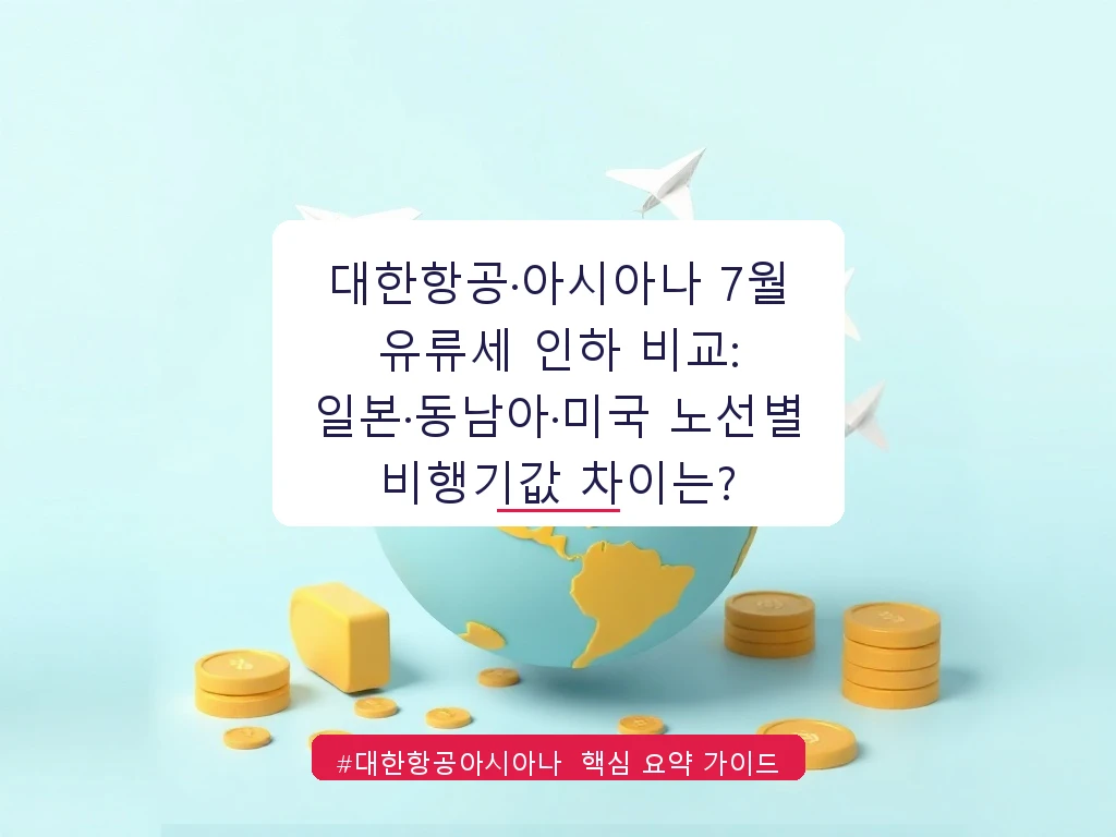 대한항공·아시아나 7월 유류세 인하 비교: 일본·동남아·미국 노선별 비행기값 차이는? 안내 가이드 (클릭 시 원문 이동)