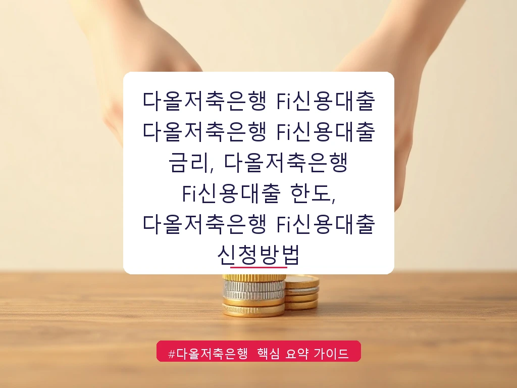 다올저축은행 Fi신용대출	다올저축은행 Fi신용대출 금리, 다올저축은행 Fi신용대출 한도, 다올저축은행 Fi신용대출 신청방법 안내 가이드 (클릭 시 원문 이동)