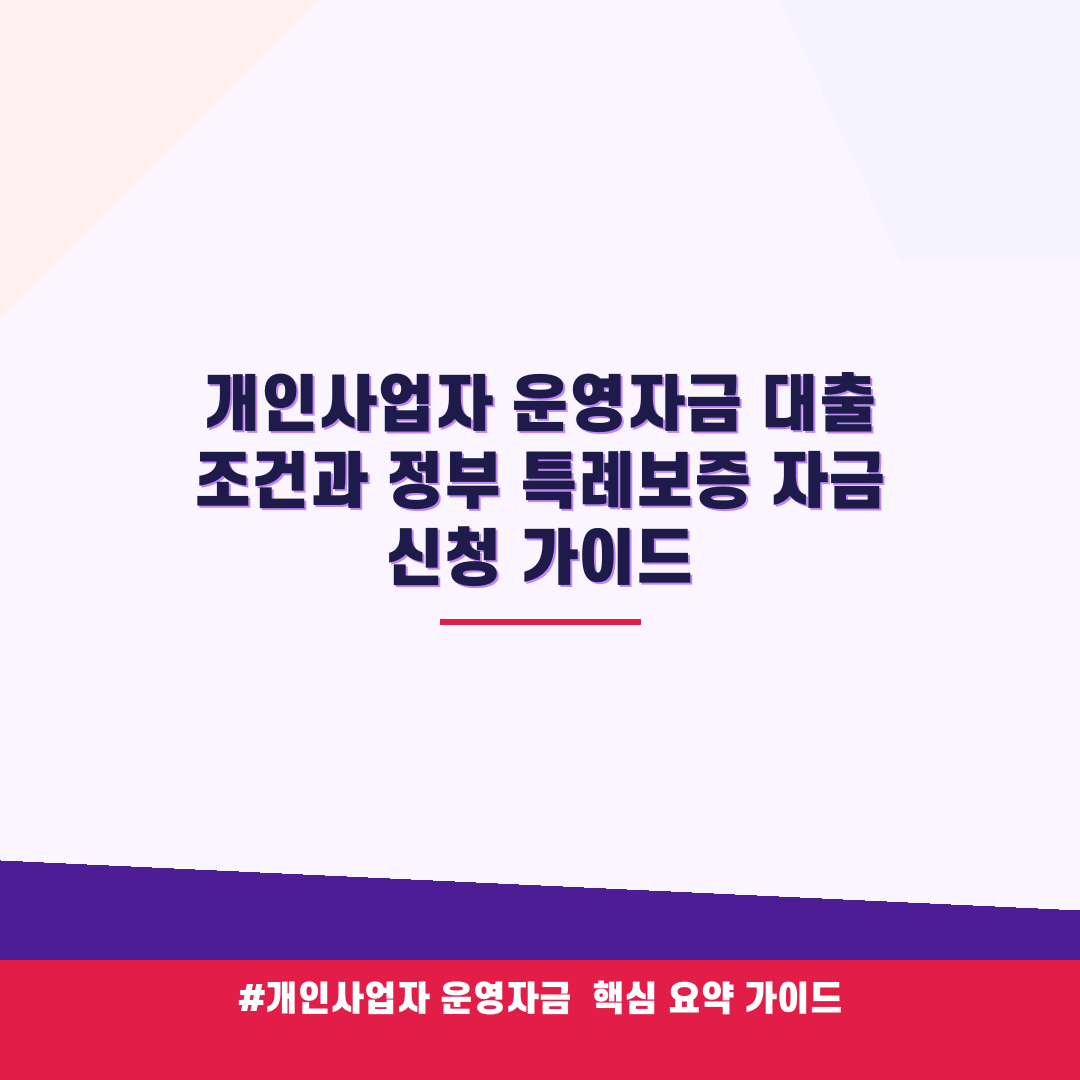 개인사업자 운영자금 대출 조건과 정부 특례보증 자금 신청 가이드 안내 가이드 (클릭 시 원문 이동)