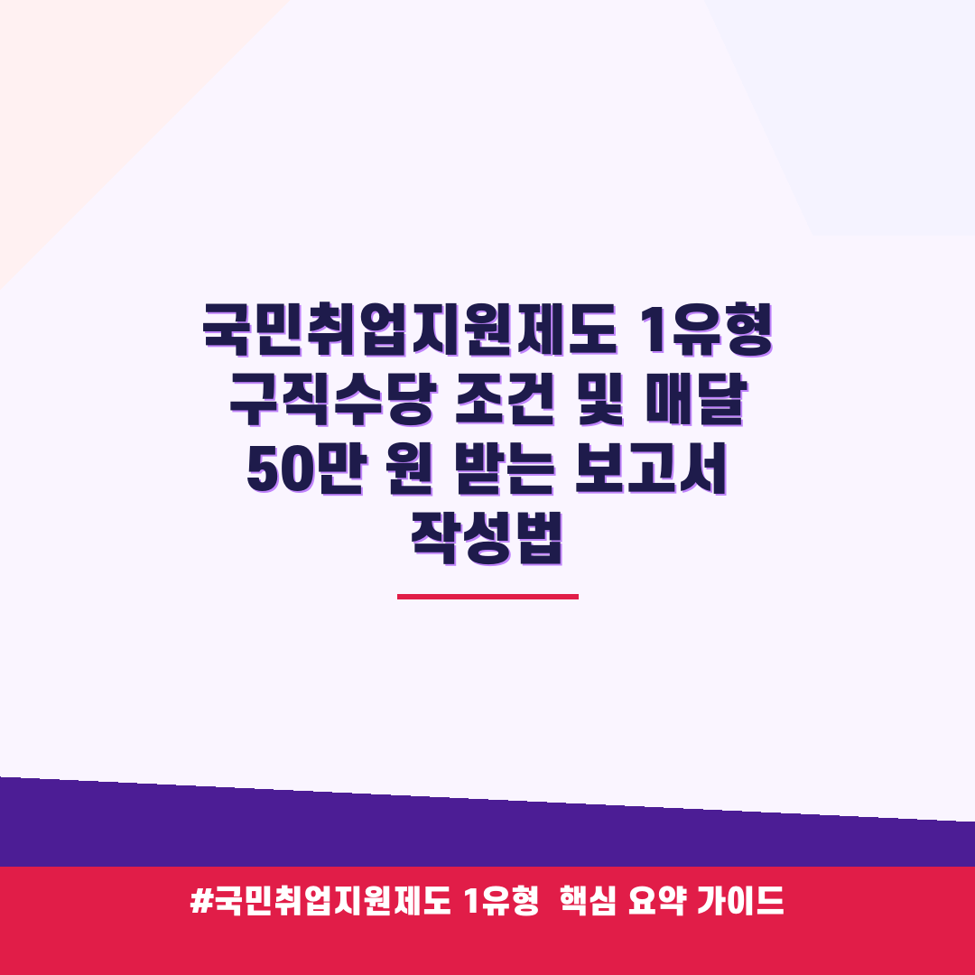 국민취업지원제도 1유형 구직수당 조건 및 매달 50만 원 받는 보고서 작성법 안내 가이드 (클릭 시 원문 이동)