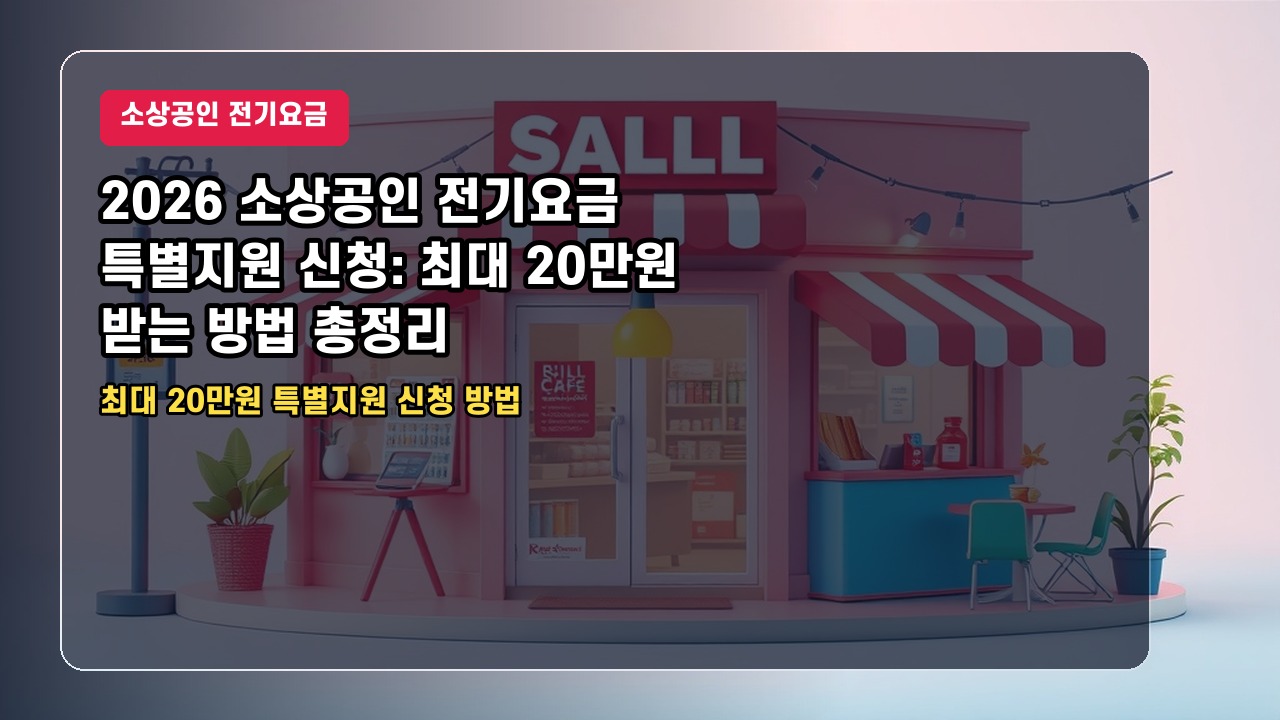 2026 소상공인 전기요금 특별지원 신청: 최대 20만원 받는 방법 총정리