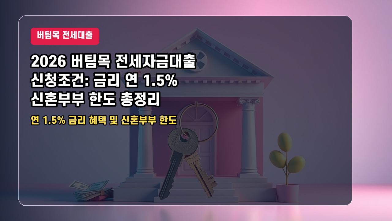2026 버팀목 전세자금대출 신청조건: 금리 연 1.5% 신혼부부 한도 총정리