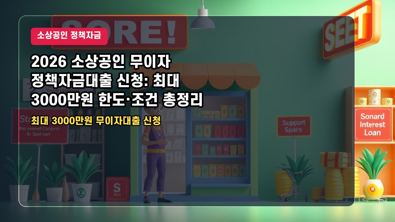 2026 소상공인 무이자 정책자금대출 신청: 최대 3000만원 한도·조건 총정리
