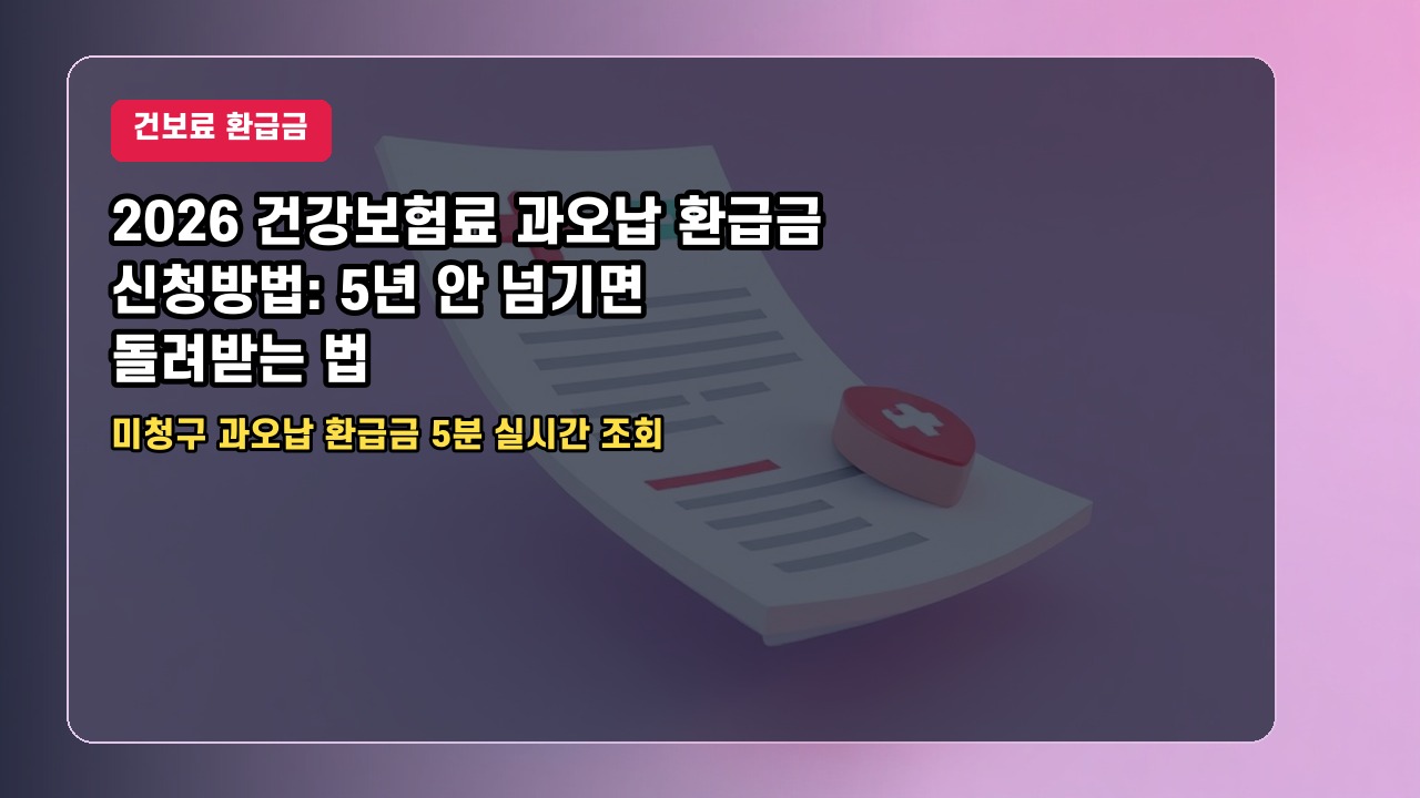 2026 건강보험료 과오납 환급금 신청방법: 5년 안 넘기면 돌려받는 법