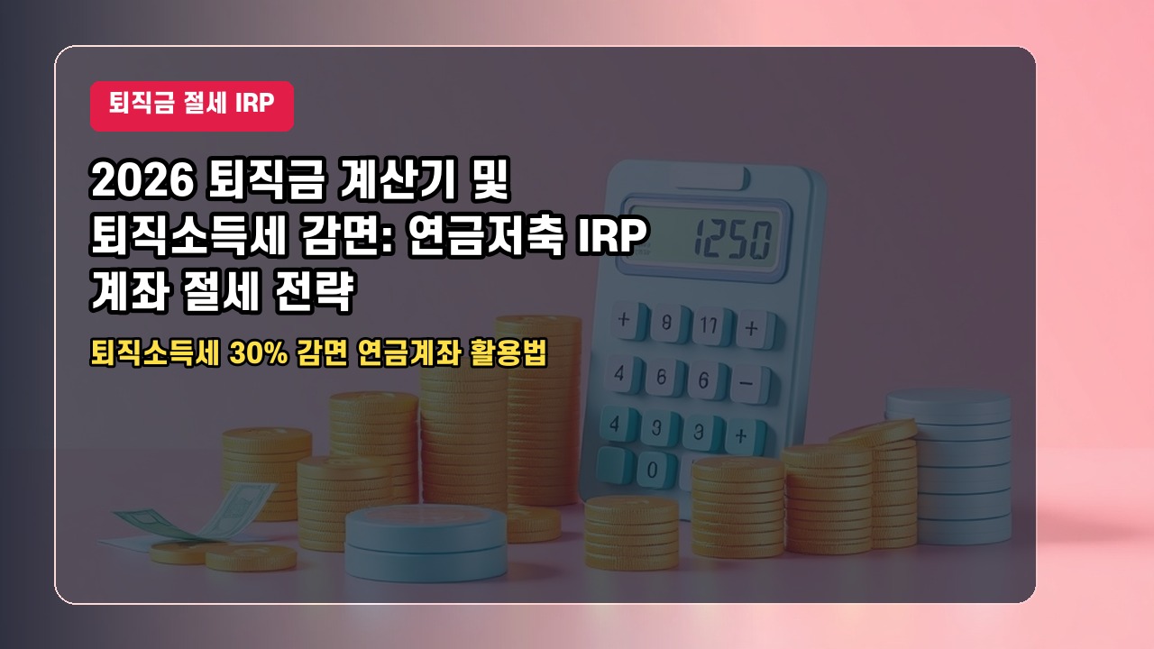 2026 퇴직금 계산기 및 퇴직소득세 감면: 연금저축 IRP 계좌 절세 전략